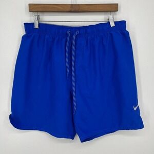 Nike Swim Trunks‎ Men's Size L Blue Mesh Lined Drawstring Swoosh Logo